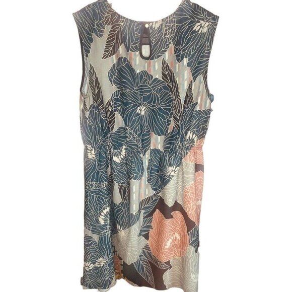 Pink Martini | Floral Sleeveless Midi Dress Navy Multi Boho Resort Size L | EUC - Picture 9 of 12